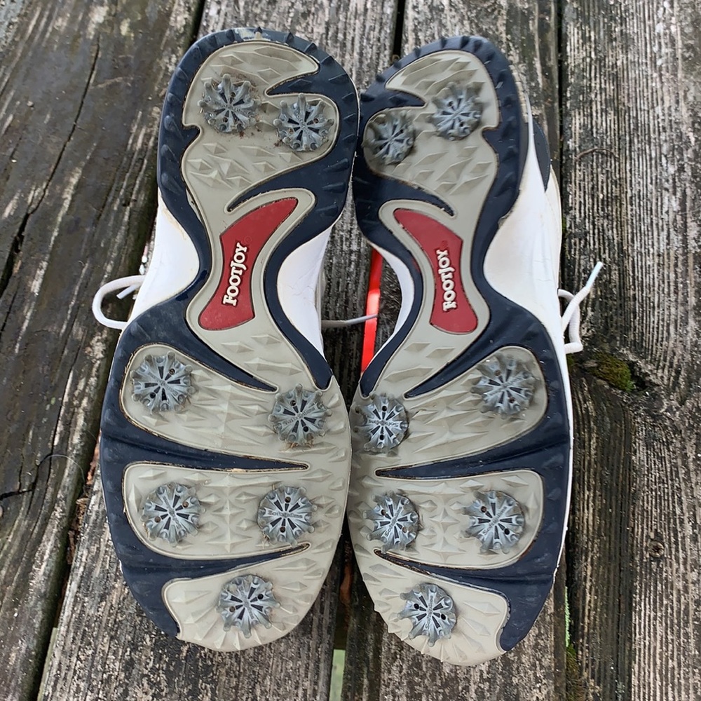 Foot joy white & blue lace up golf shoes sz 9 1/2 - Picture 6 of 10